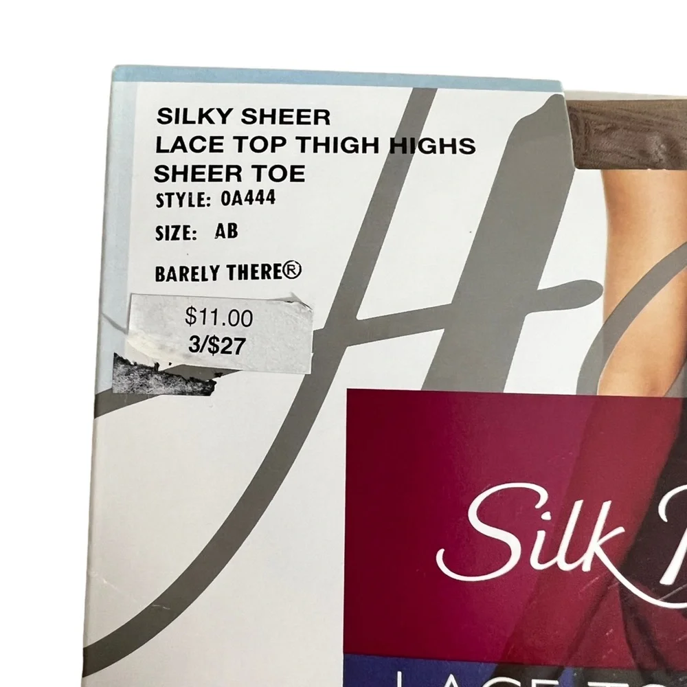 Hanes Silk Reflections Lace Top Thigh Highs Sexy - Picture 3 of 4